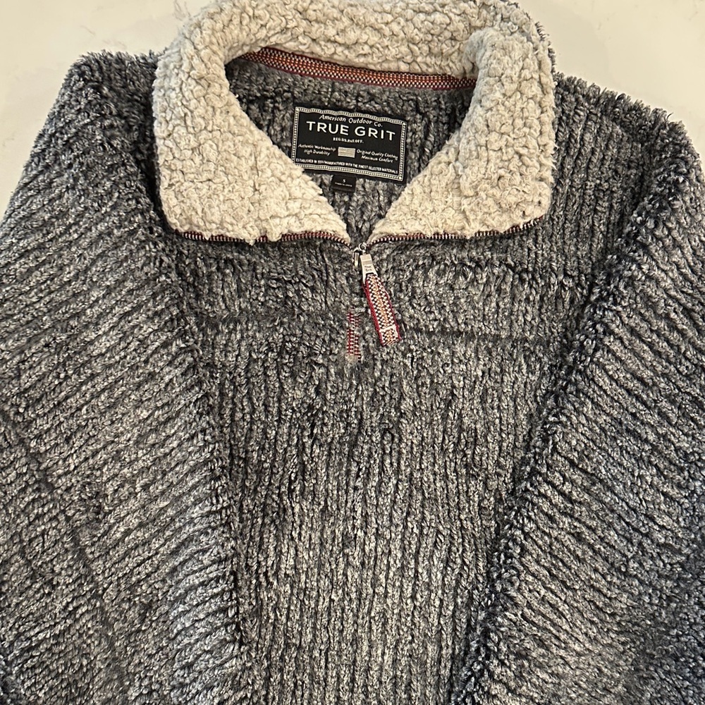 True Grit Charcoal and Cream Sherpa Pullover